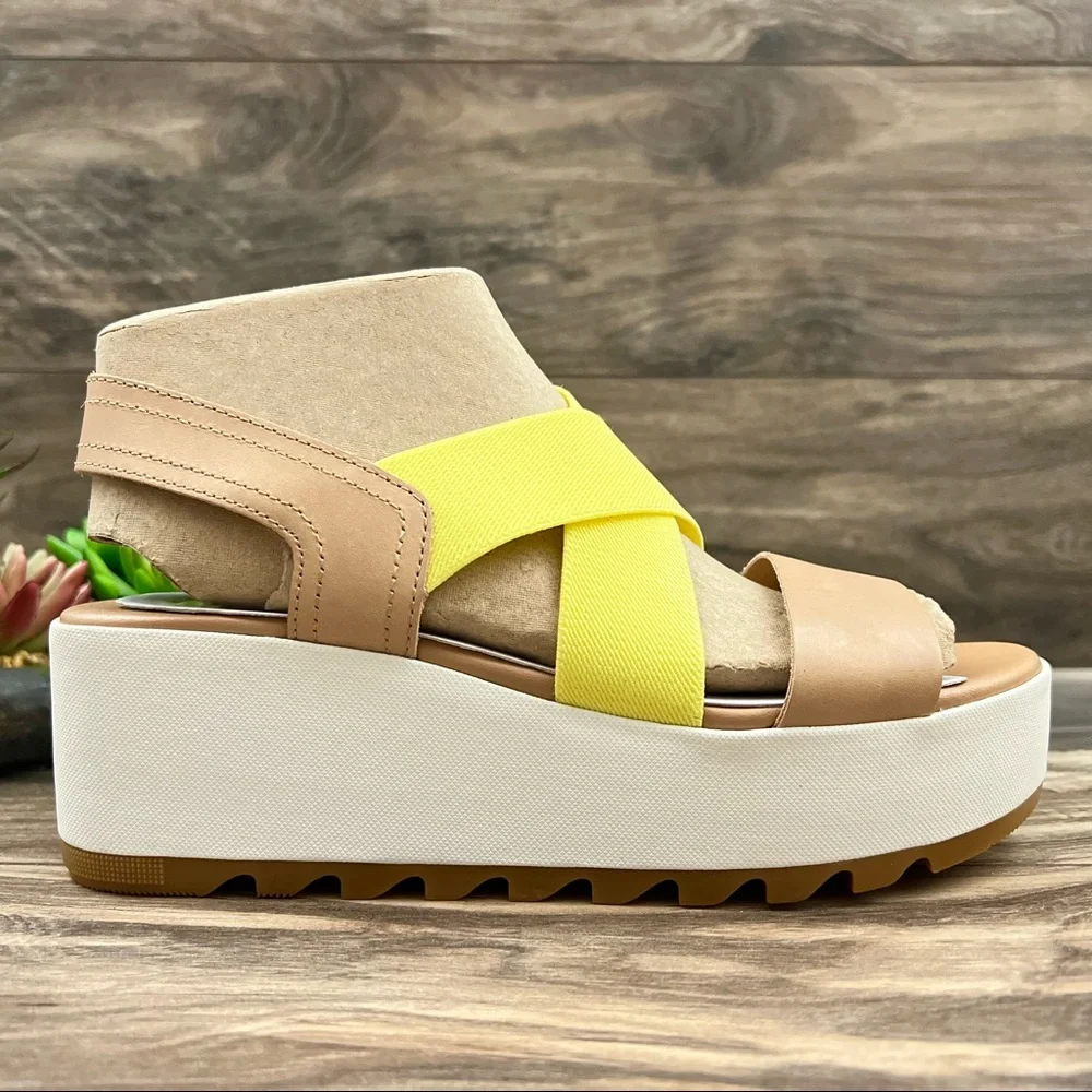 NIB Sorel Cameron Flatform Slingback Wedge Sandal Honest Beige - Picture 6 of 13